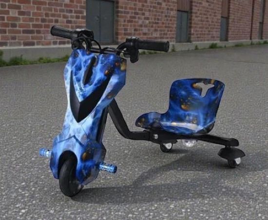 صورة سكوتر درفت صغير أزرق جميلة 36 فولت بثلاث عجلات